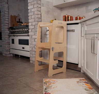 4-in-1 Peuter Leertoren & Tafel van Hout – Veilig, Meegroeiend & Multifunctioneel More For Mini