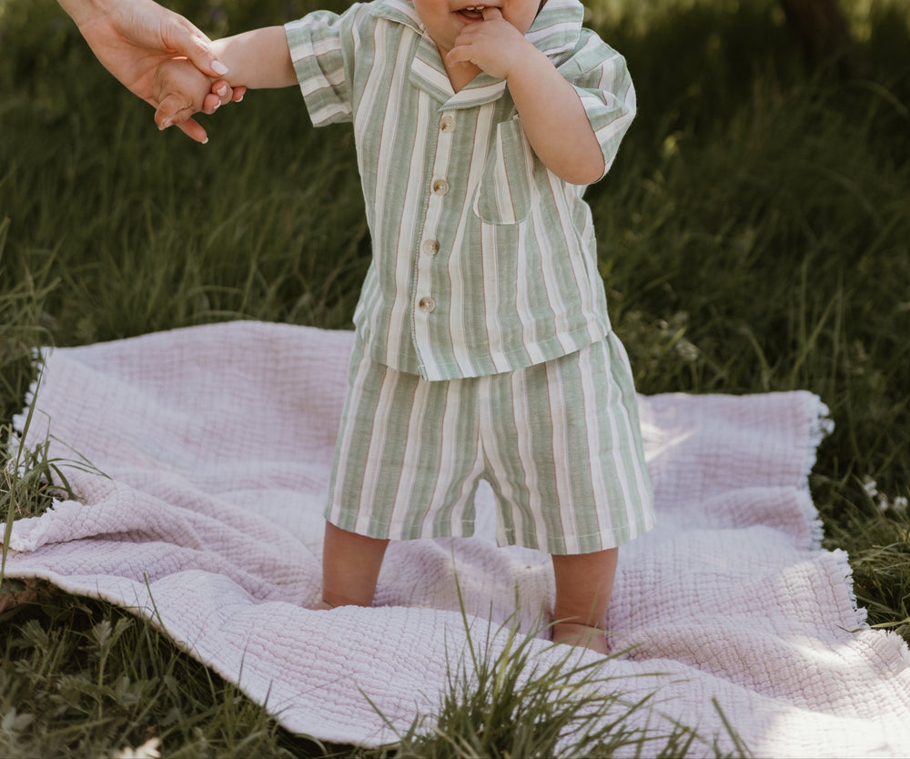 Baby sommarset 0–3 år – Randig tröja och shorts i bomull | Unisex outfit More For Mini