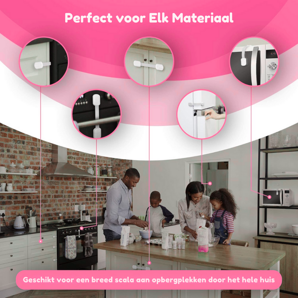 Kindveilige Kast- & Ladesloten – Onzichtbaar, Zelfklevend & Zonder Boren – 8 stuks More For Mini