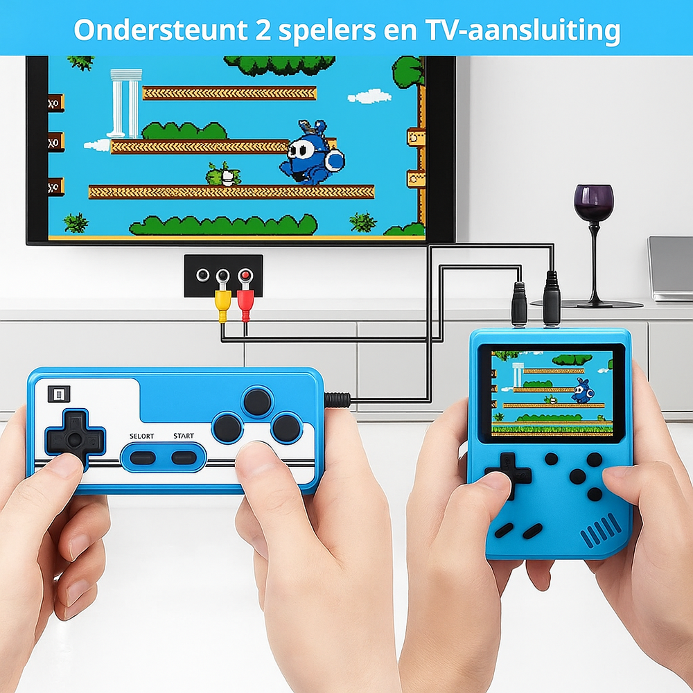 Draagbare Retro Spelcomputer met 400 Spellen – PixelPlay Classic 400 – Ideaal voor Onderweg & TV More For Mini
