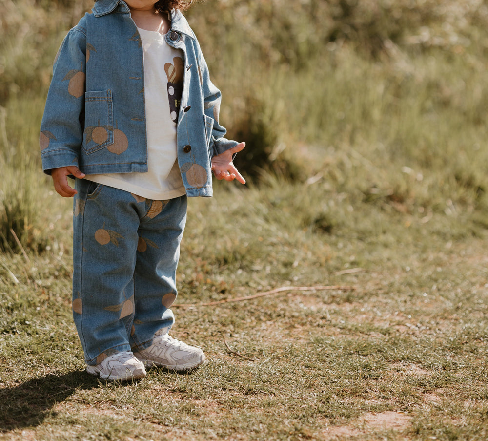 Barnjeansjacka med citronmönster – Blå denimjacka 0–8 år | Bekväm & Unisex More For Mini