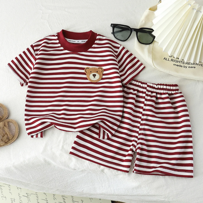 Randig 2-Delars Barnoutfit – Trendigt Set för Pojkar & Flickor More For Mini