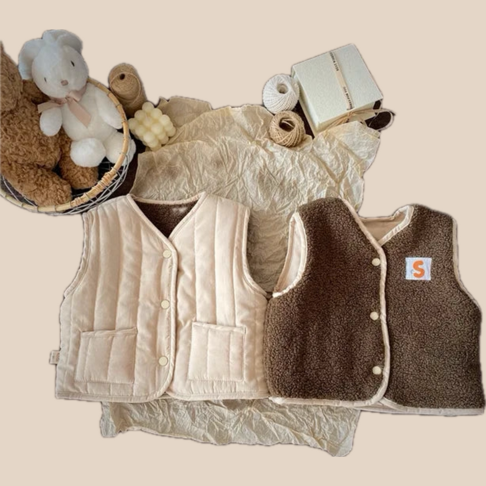 Väst med Ull – Gaborone Unisex, Rosa/Brun/Beige, Bomull, Storlek 0–6 år More For Mini