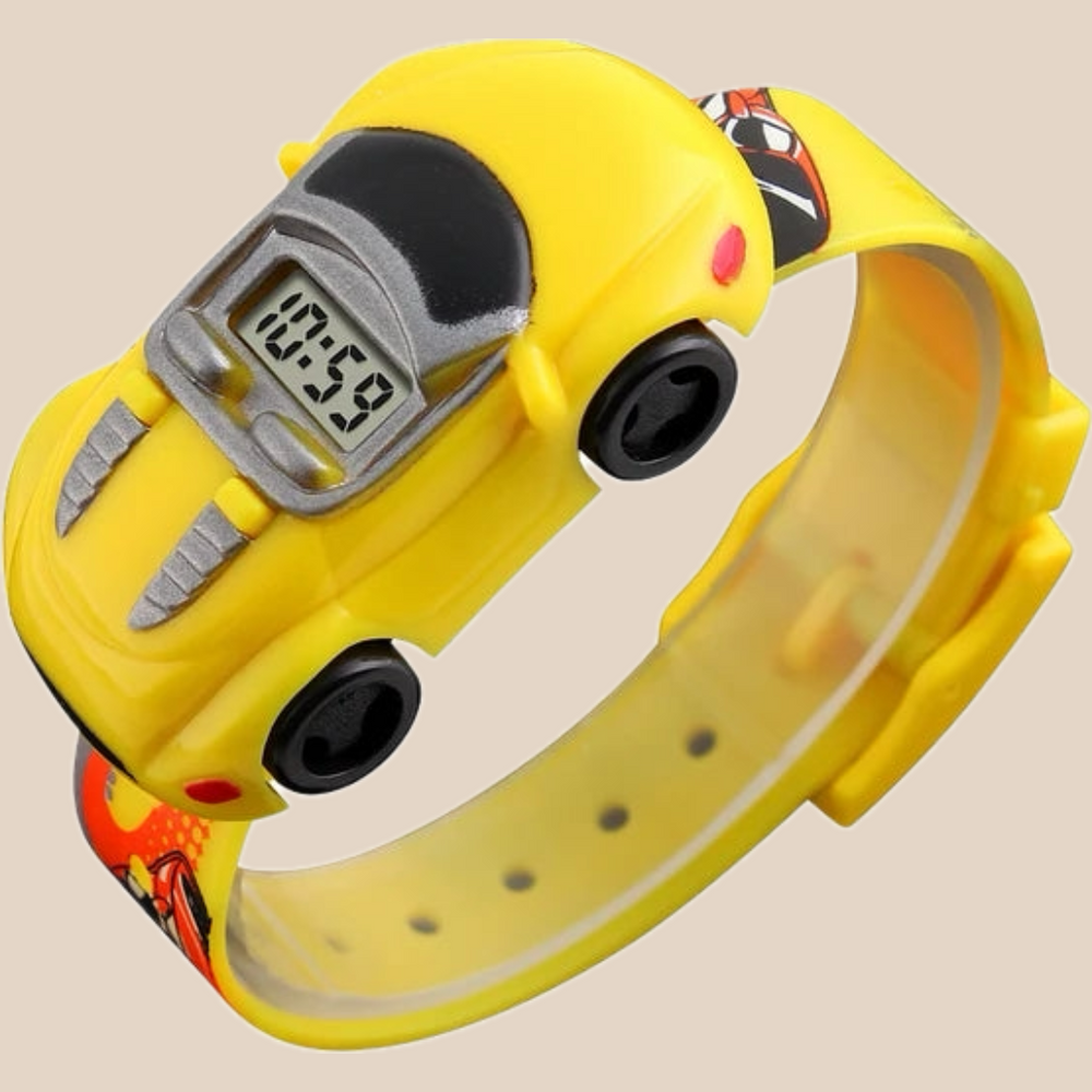 Auto Klocka – Pojkar, Röd/Blå/Gul/Svart, Silikonarmband, 21 cm More For Mini