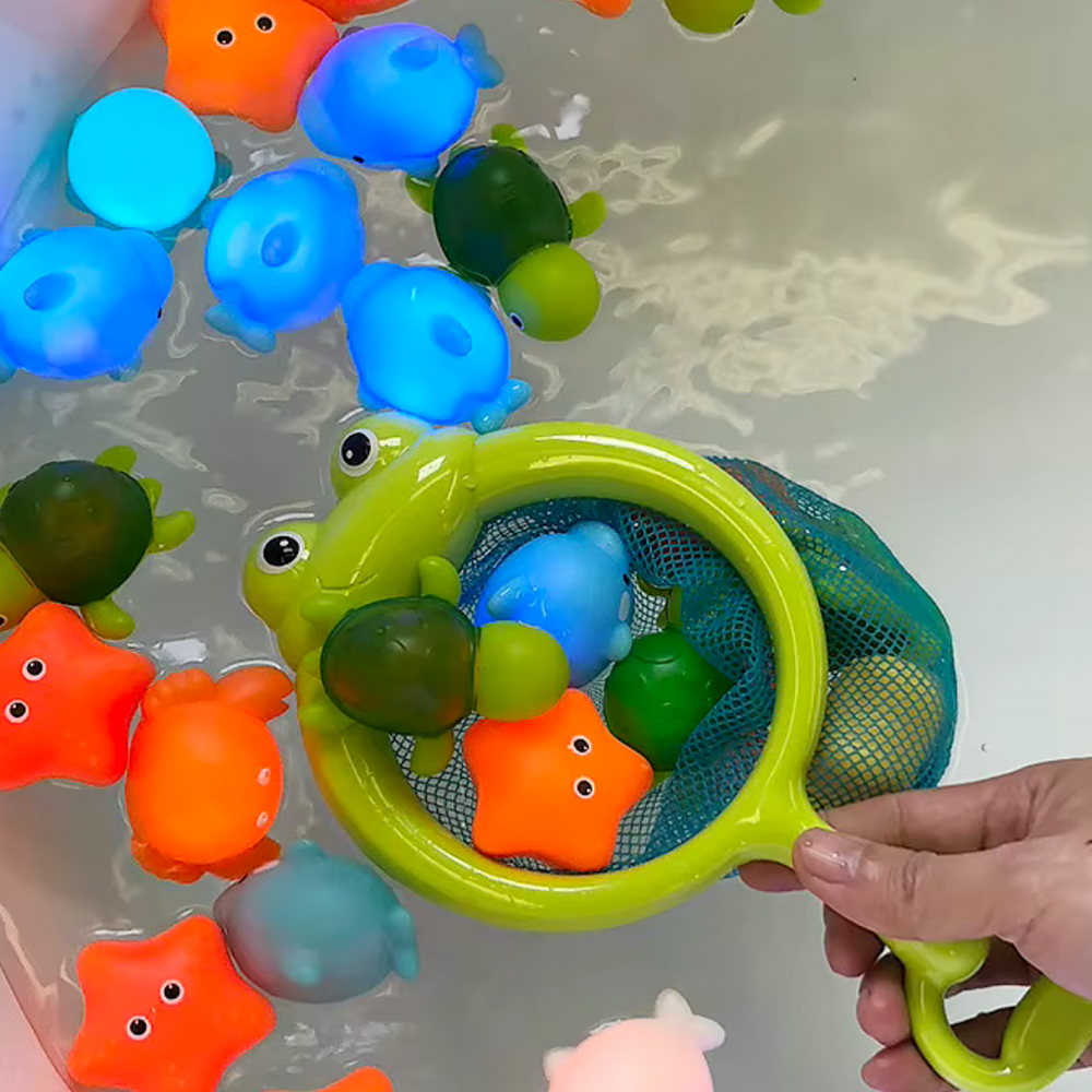 Ljusande Badleksak för Barn – Fisknät & LED Vattenkreatur – Magisk Lekglädje i Badet eller Poolen More For Mini