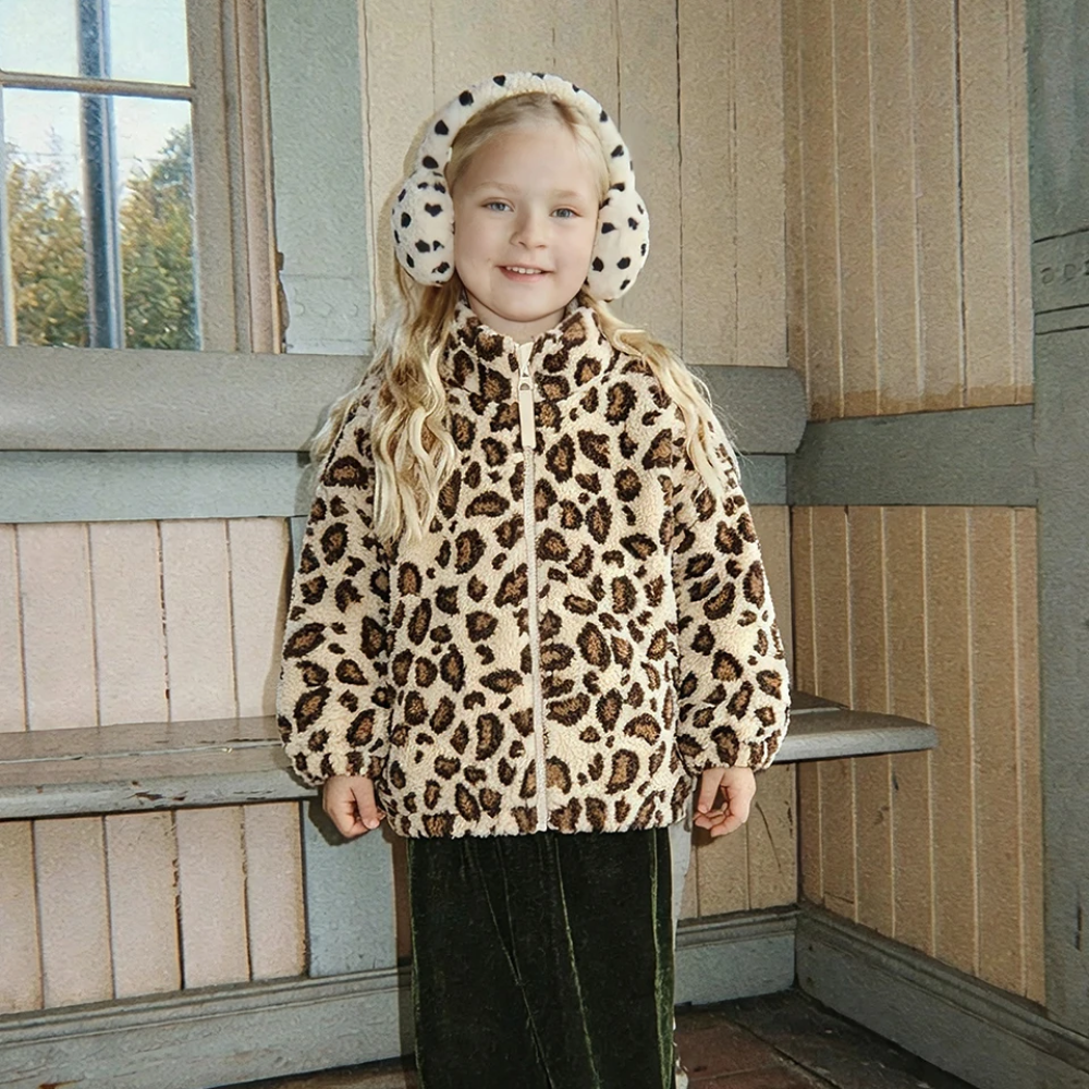 Barnkläder i teddyfleece med mönster – jacka, väst eller byxor, dragkedja | berberfleece barn