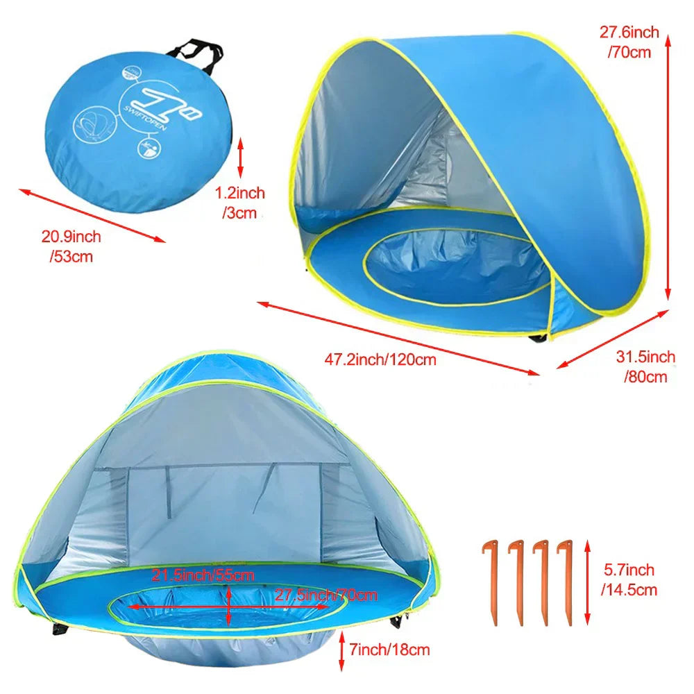 SunShade BabyTent™ – Bärbart Strandtält med Skuggpool och UV-skydd för Bebisar More For Mini