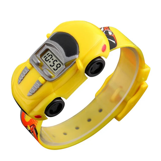 Auto Horloge - Jongens, Rood/Blauw/Geel/Zwart, Siliconen Band, 21 cm-More For Mini