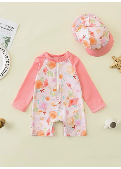 Bloomix Daisy Dream UV-baddräktsset – Babybaddräkt + Hatt – Blommönster – UPF50+ skydd – 0–3 år More For Mini