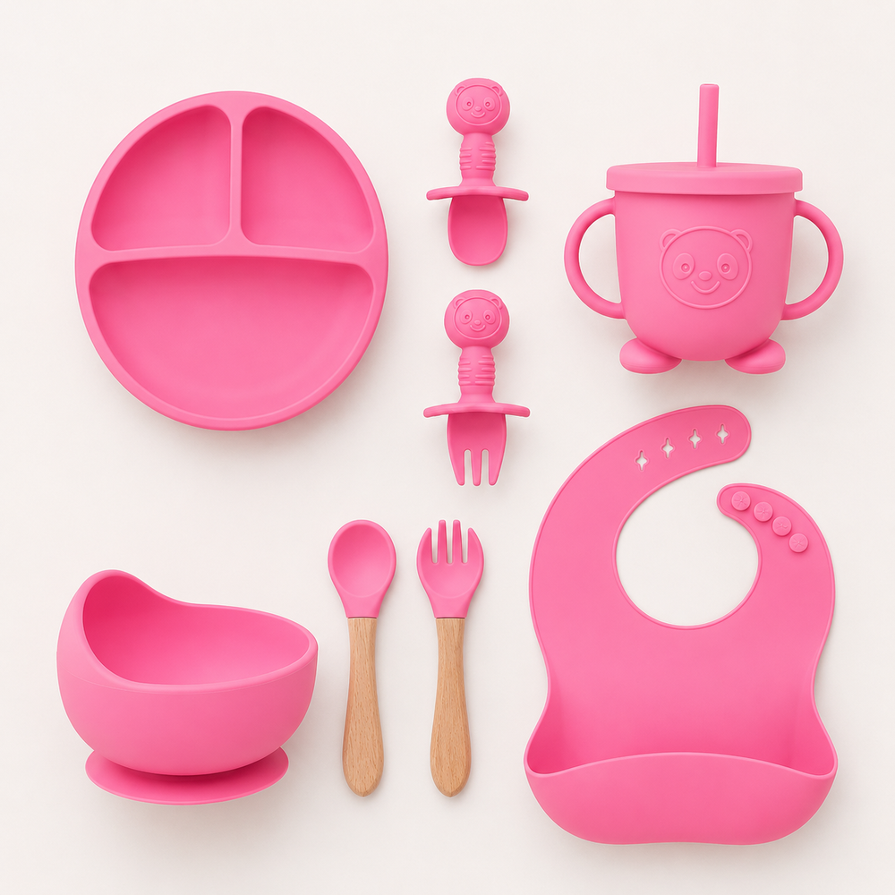 Personifierad Baby Matset med Namn – BPA-fri Silikon | 8-delar Lilla Lycka