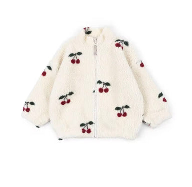 Fleecejas Baby Peuter Kind – Warme Jas met Kersenprint – 0-9 Jaar | CosyCub More For Mini
