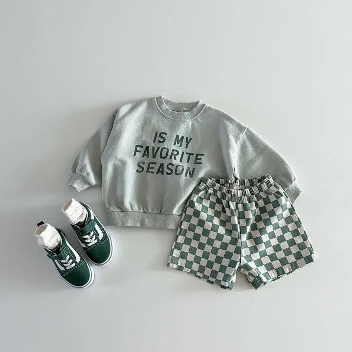 Barntröja med slogan – Favoritsäsong Baby, Småbarn, Förskolebarn, Barn, Grå, Bomull, Storlek 0–6 år More For Mini