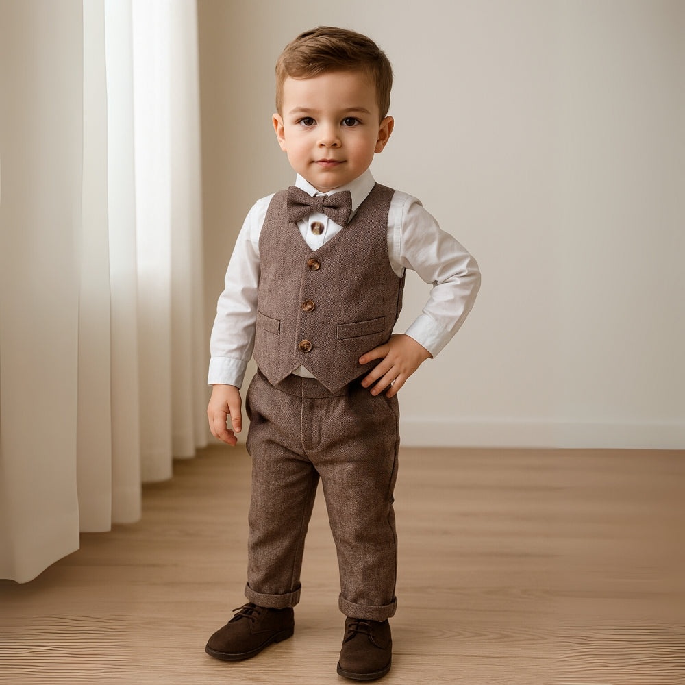 Barn Festoutfit Set Väst och Fluga – Småbarn 6M-6År More For Mini