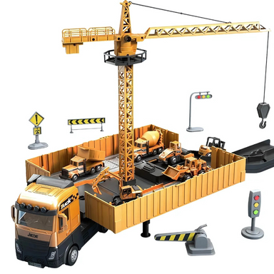 Bouwtruck Speelgoed 2-in-1 – Transformeerbare Truck met Licht & Geluid + Mini-Voertuigen – Educatief Cadeau voor Kinderen 3-5 Jaar More For Mini