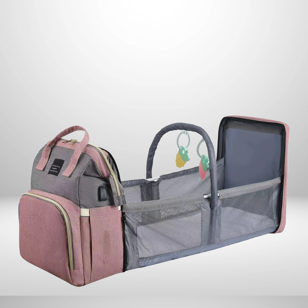 Multifunktionell skötväska med säng | Vattentät, USB-laddningsport & dagbädd – ComfiGo från Nuvella Baby More For Mini