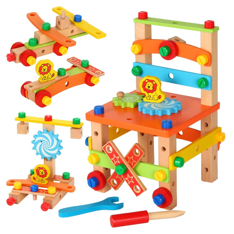 Montessori Houten Bouwdop Stoel – Educatief Speelgoed voor Peuters | MiniMaker Werkstoel More For Mini
