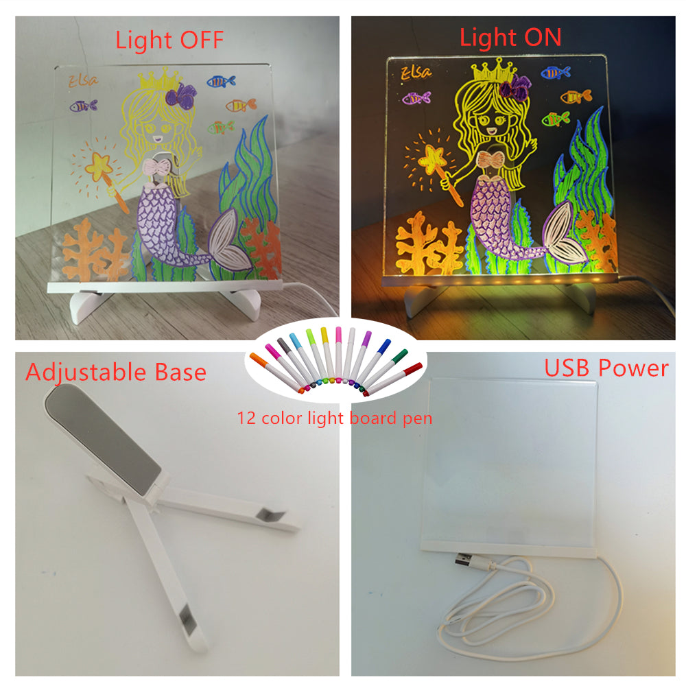 LED Skrivplatta – GlowNote Unisex, Transparent, Akryl, Inkluderar Markeringspenna More For Mini