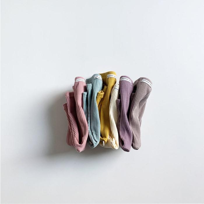 Legging met Ribbels - Meisjes, Beige/Bruin/Blauw/Roze/Geel, Katoen, Maat 0-2 Jaar-More For Mini