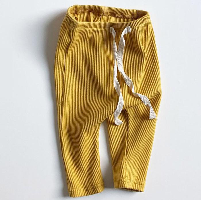 Legging met Ribbels - Meisjes, Beige/Bruin/Blauw/Roze/Geel, Katoen, Maat 0-2 Jaar-More For Mini
