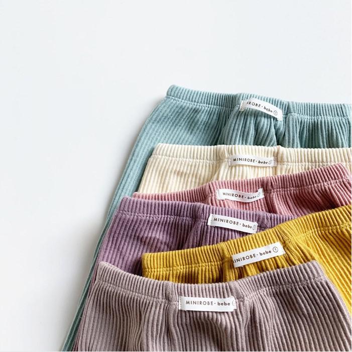 Legging met Ribbels - Meisjes, Beige/Bruin/Blauw/Roze/Geel, Katoen, Maat 0-2 Jaar-More For Mini