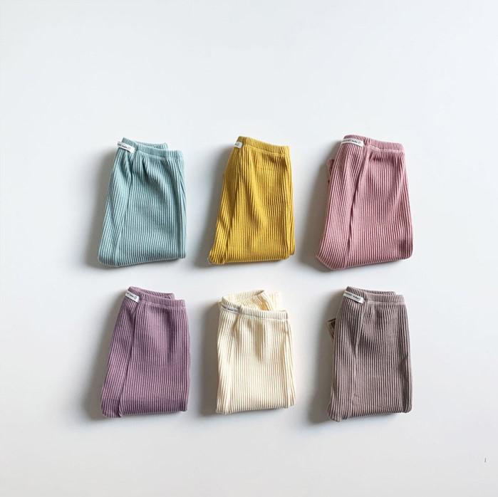 Legging met Ribbels - Meisjes, Beige/Bruin/Blauw/Roze/Geel, Katoen, Maat 0-2 Jaar-More For Mini
