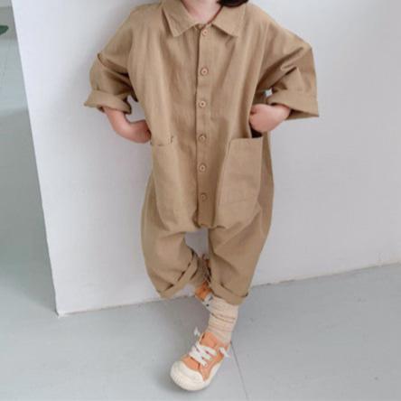Jumpsuit/Overall – Maseru Meisjes, Blauw/Beige, Katoen, Maat 1-7 Jaar-More For Mini