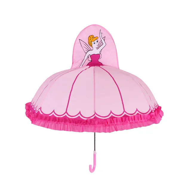 Kinderparaplu met Cartoons – Wit/Zwart/Roze/Geel/Blauw/Rood, Vrolijk, Lichtgewicht, Waterdicht en Veilig-More For Mini