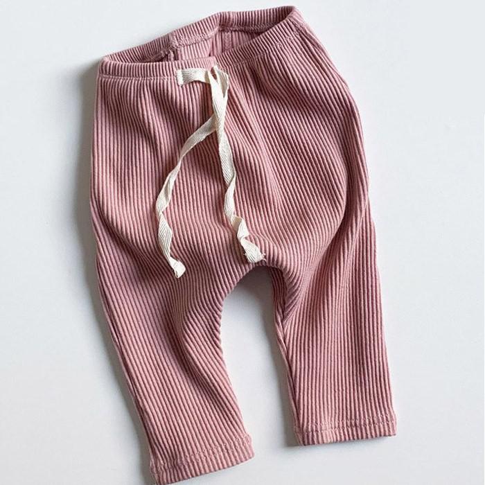 Legging met Ribbels - Meisjes, Beige/Bruin/Blauw/Roze/Geel, Katoen, Maat 0-2 Jaar-More For Mini