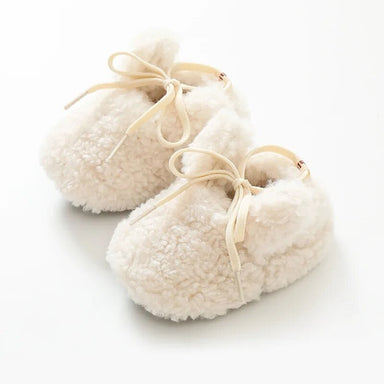 Antislip kanintofflor för bebisar – MoreForMini Unisex, Creme, Ull, Storlek 0–2 år More For Mini