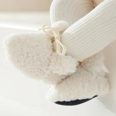Antislip kanintofflor för bebisar – MoreForMini Unisex, Creme, Ull, Storlek 0–2 år More For Mini