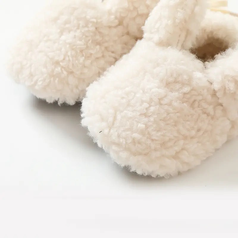 Antislip Bunny Pantoffels voor Baby’s - MoreForMini Unisex, Crème, Wol, Maat 0-2 Jaar More For Mini