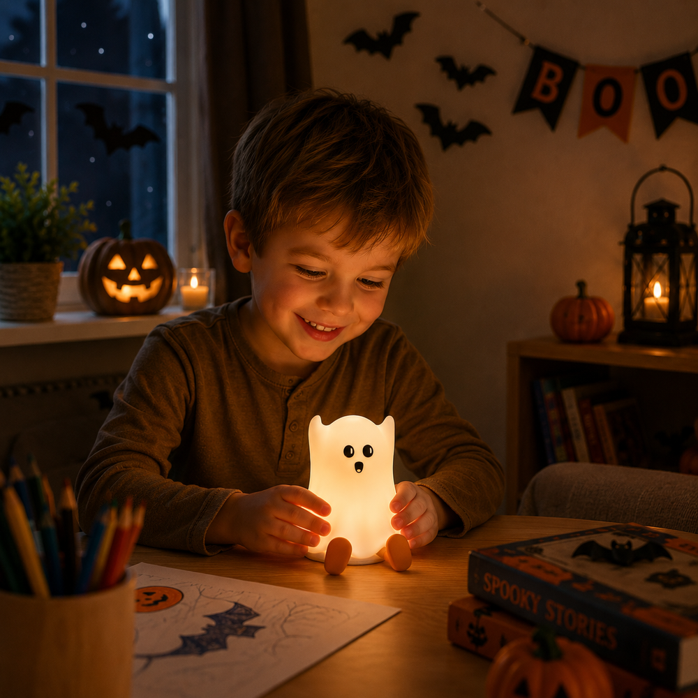 Halloween-nattlampa med mjukt stämningsljus – silikon, laddas via USB-C | barnrumslampa