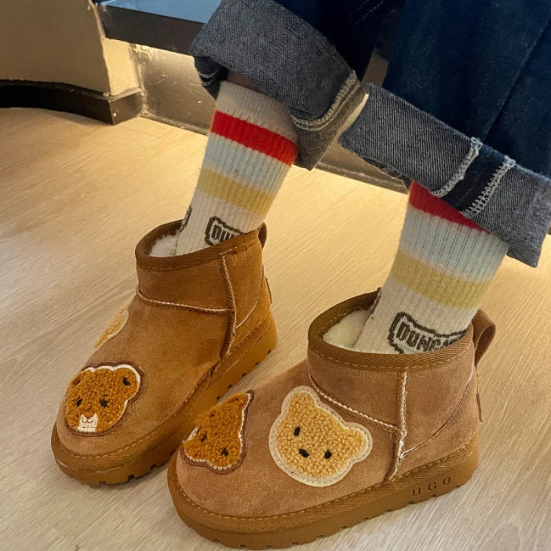 Enkellaars met Beren - Sana Meisjes, Bruin, Suède, Maat 20-30-More For Mini
