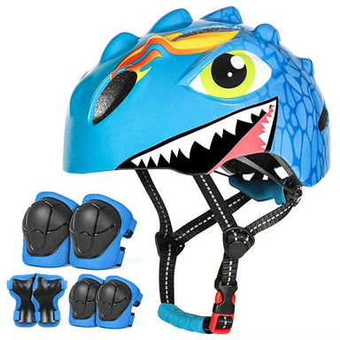 Barnhjälmset med dinosauriedesign – cykelhjälm plus knä- och armbågsskydd Lilla Lycka
