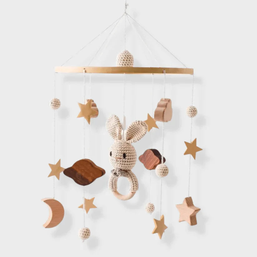 Rustgevende Houten Babymobiel Zonder Batterij – Natuurlijke Materialen & Zachte Kleuren | LittleNest SkyWhirl More For Mini
