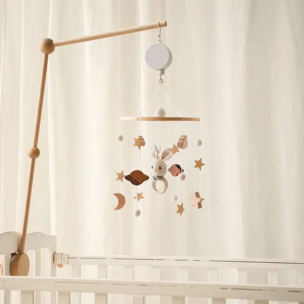 Rustgevende Houten Babymobiel Zonder Batterij – Natuurlijke Materialen & Zachte Kleuren | LittleNest SkyWhirl More For Mini