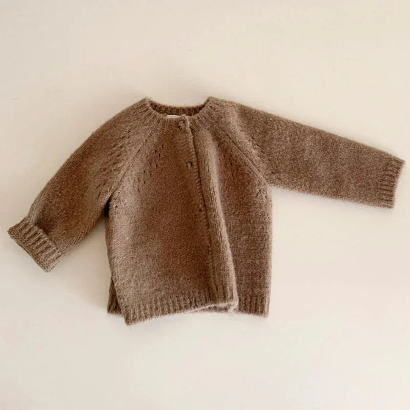 Gebreid Vest - Mana Meisjes, Wit/Bruin/Roze, Katoen, Maat 0-4 Jaar-More For Mini