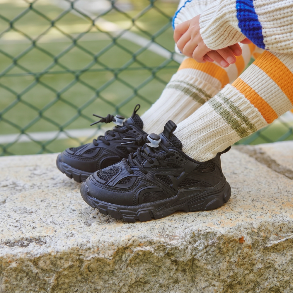 Chunky sneakers för barn med ovandel i mesh – tjock dämpande sula, halkskydd | sportskor