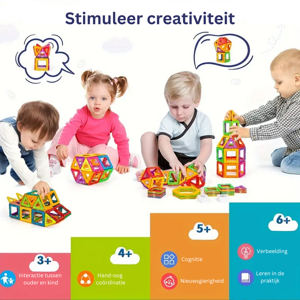 Magnetische Bouwstenen Set 74-delig – Stimuleren Creativiteit & Motoriek voor Kinderen More For Mini