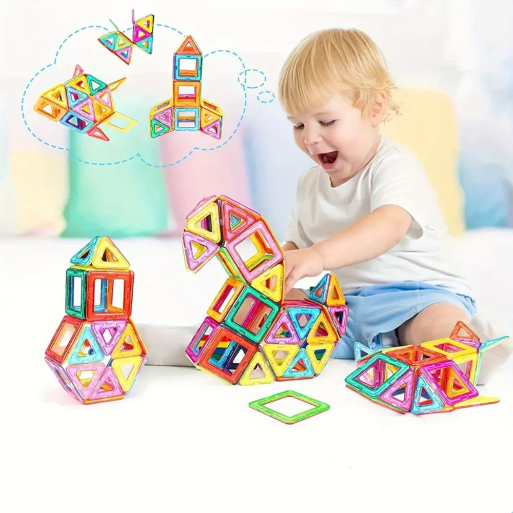 Magnetiska Byggstensset 74-delar – Stimulerar Kreativitet & Motorik för Barn More For Mini