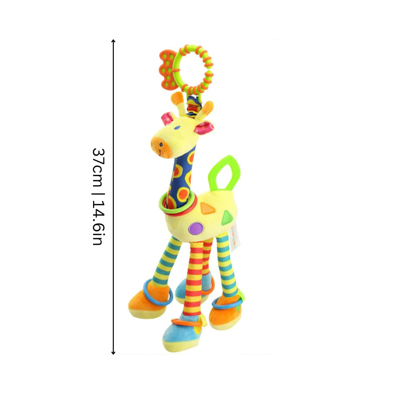 Bijtspeeltje en Knuffel in 1 – Giraffe Rammelaar voor Baby's | Zachte Sensorische Knuffel vanaf 0 Jaar More For Mini
