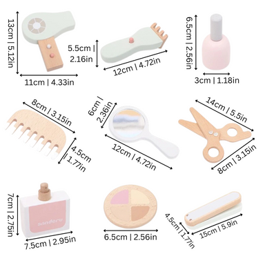 4Ever Wood Beauty Salong Set – Hållbart Trä Make-up och Hårsalong Leksakset för Barn More For Mini