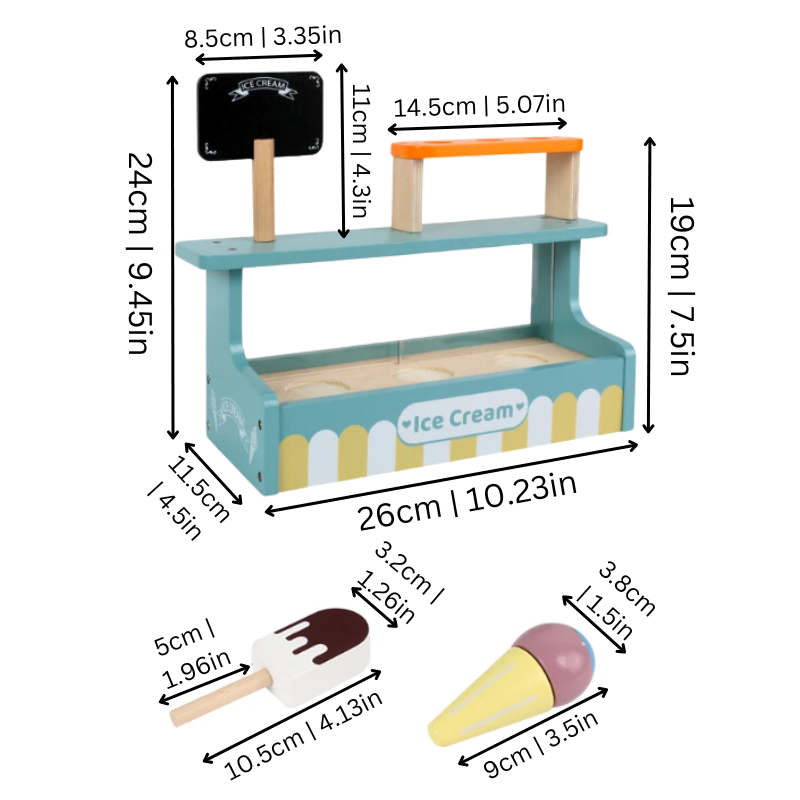 Träglass Leksakset med Magneter – Montessori Rollspel för Barn från 3 År More For Mini