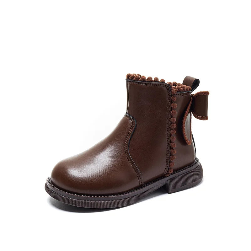 Enkellaars – Nilla Meisjes, Bruin/Zwart, Leer, Maat 23-26-More For Mini