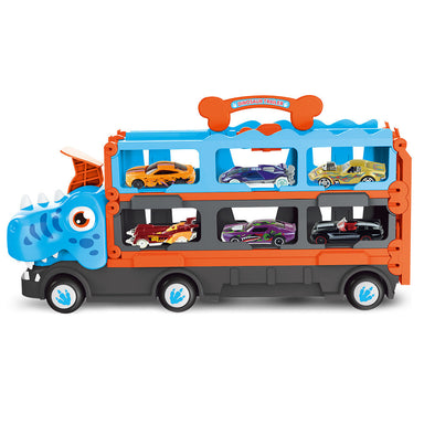 DinoRace Explorer – Speelgoedtruck met Uitschuifbare Racebaan en Mini-Auto's voor Kinderen 3+ More For Mini