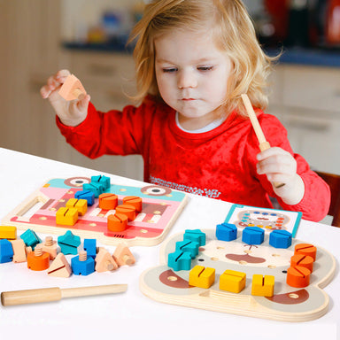 Trä Montessori Skruvspel för Småbarn – Pedagogiskt Leksak för Motorik & Färgigenkänning More For Mini