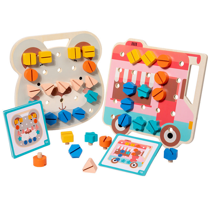 Houten Montessori Schroefspel voor Peuters – Educatief Speelgoed voor Motoriek & Kleurenherkenning More For Mini