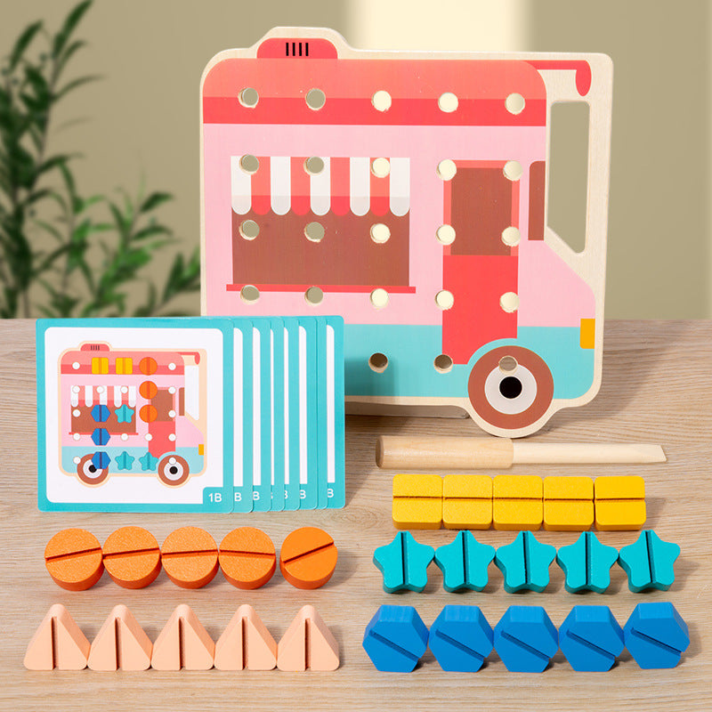 Trä Montessori Skruvspel för Småbarn – Pedagogiskt Leksak för Motorik & Färgigenkänning More For Mini