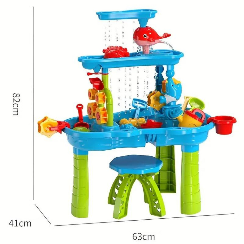 Sand- och Vattenlekbord med 3 Nivåer – Komplett med Tillbehör | För Utomhuslek från 3 År More For Mini