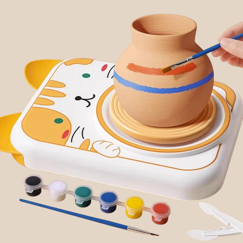 Kreativt Keramikset – DIY Drejskiva för Barn, Inklusive Färg & Verktyg, Från 3 År More For Mini